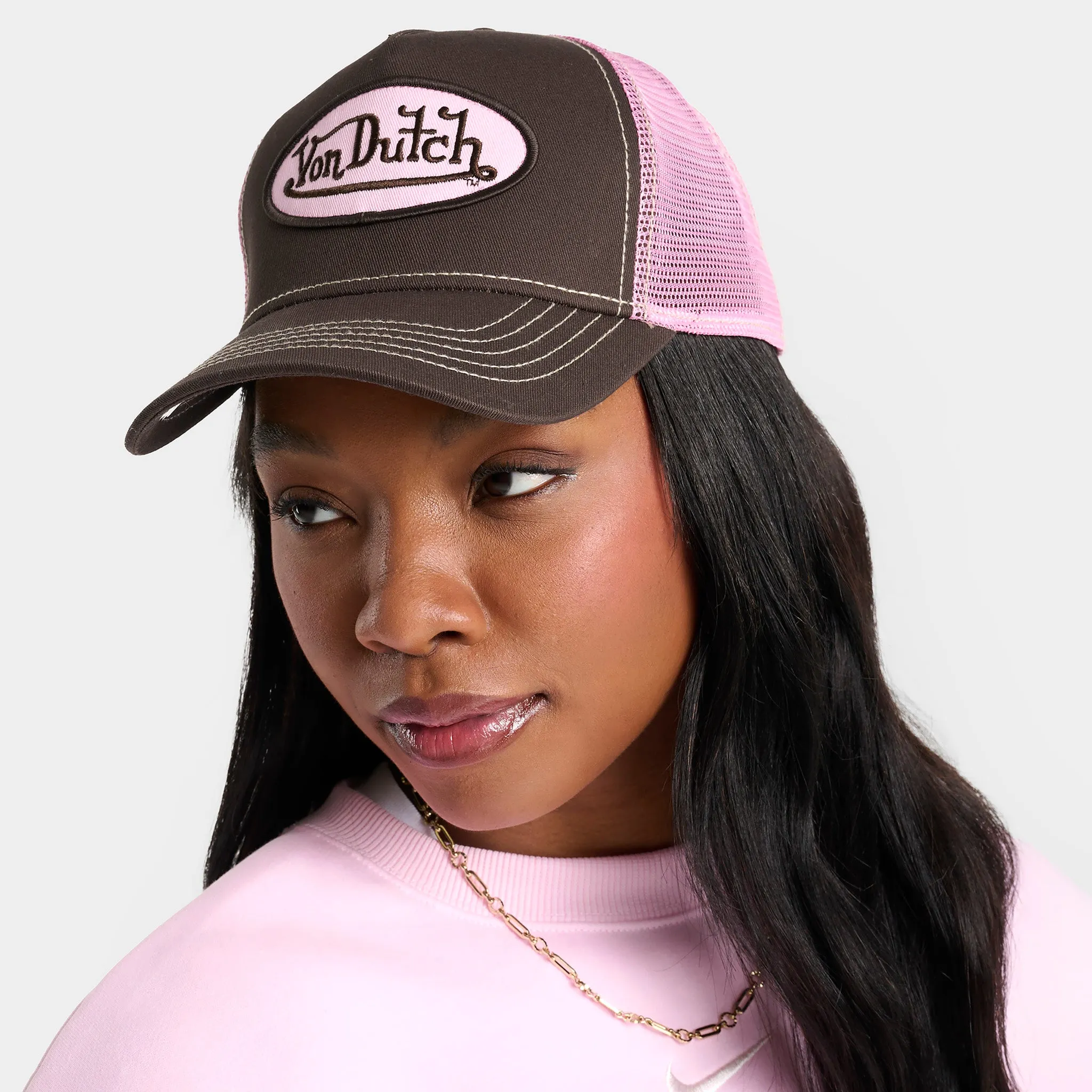 Von Dutch Staple Trucker Brown / Pink sold by JD Sports