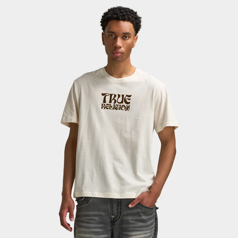 True Religion Wavy Logo Buddha Face Tee Winter White made by True Religion