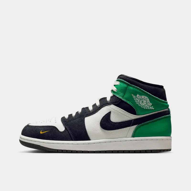 Jordan 1 Mid SE Summit White / Black - Lucky Green made by Jordan