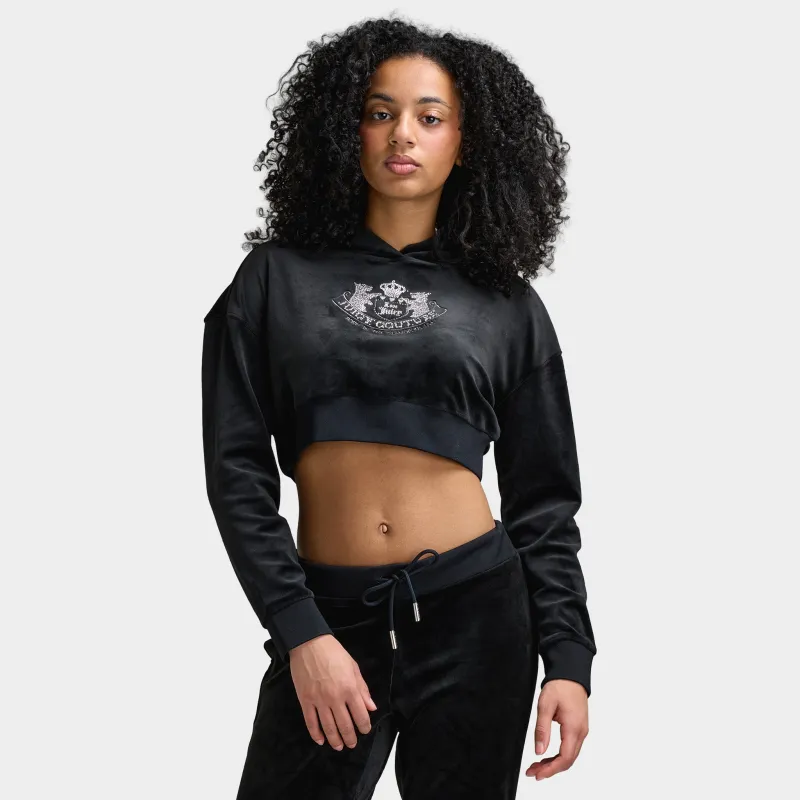 Juicy Couture Women's Luxe Velour Cropped Hoodie / Liquorice made by Juicy Couture