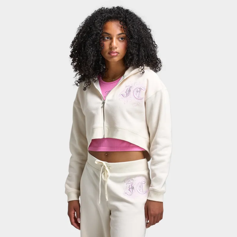 Juicy Couture Women's Cropped Full-Zip Hoodie Cloud / Cherry Blossom made by Juicy Couture