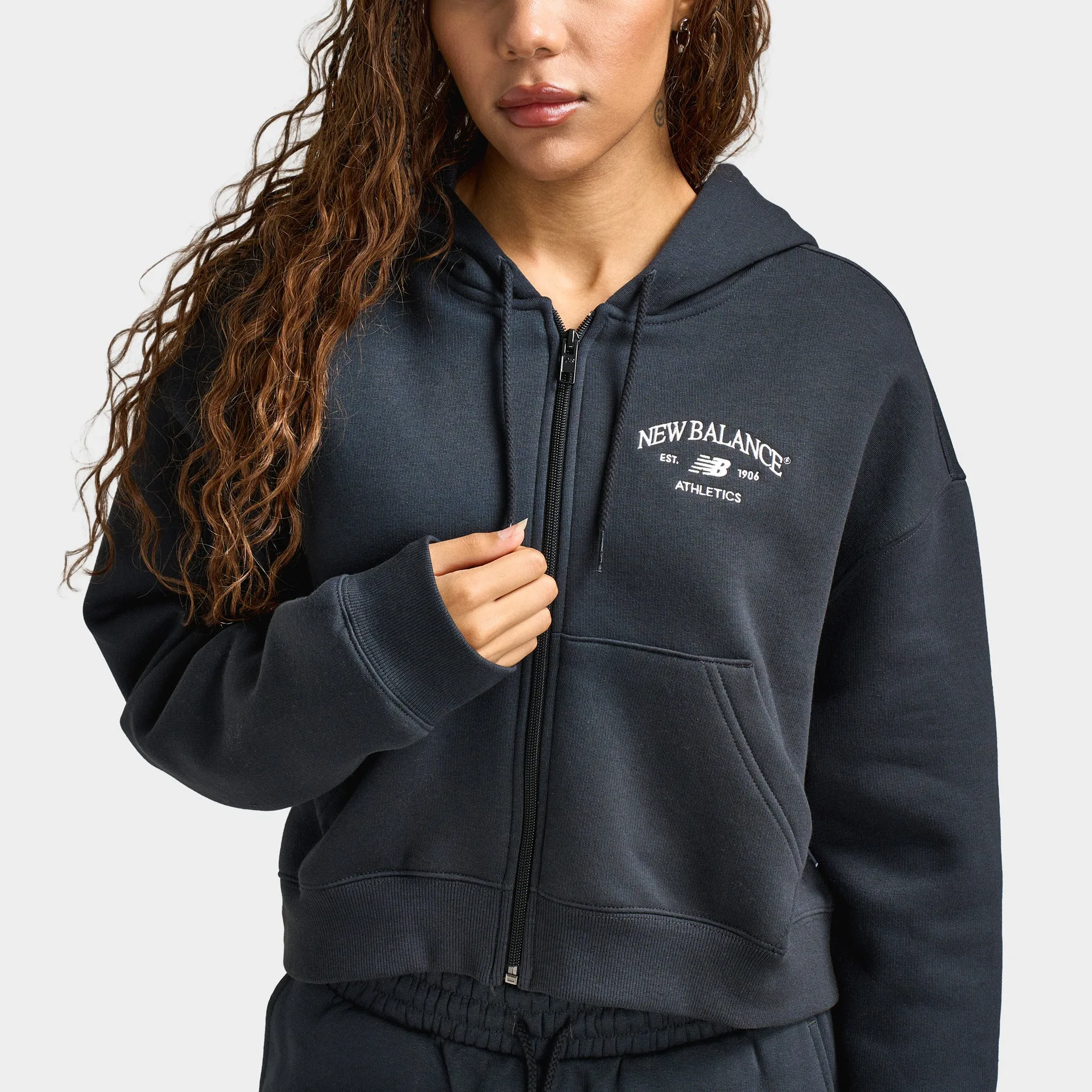 New Balance Women's Athletic Crop Full-Zip Hoodie / Black sold by JD Sports product image thumbnail 4