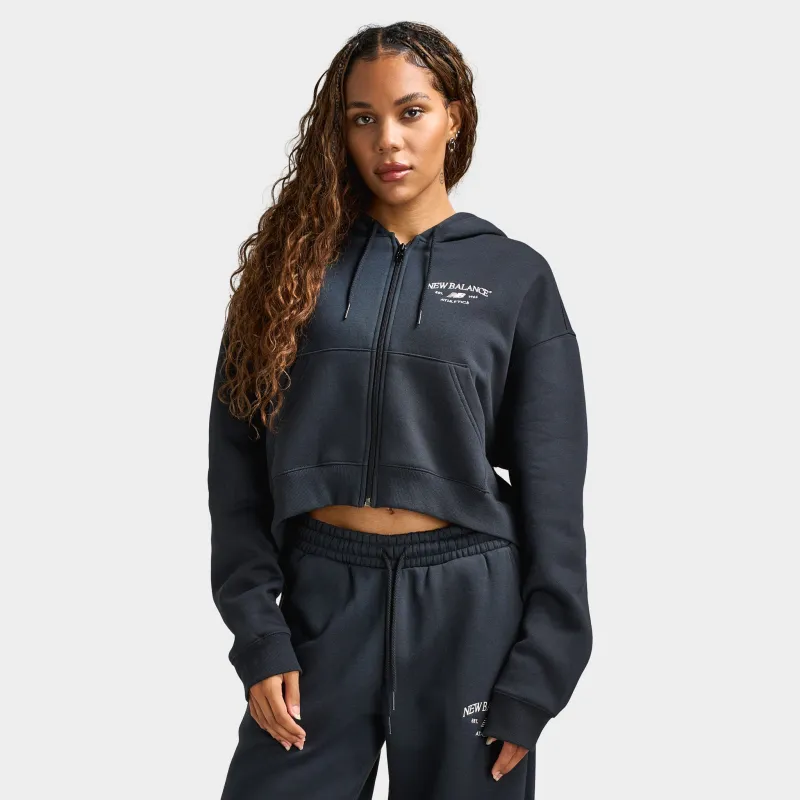 New Balance Women's Athletic Crop Full-Zip Hoodie / Black made by New Balance