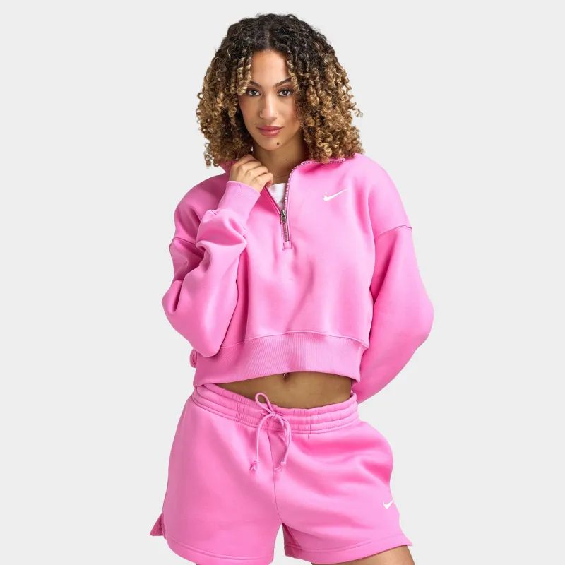 Nike Sportswear Women's Phoenix Fleece Half-Zip Cropped Sweatshirt Playful Pink / Sail made by Nike
