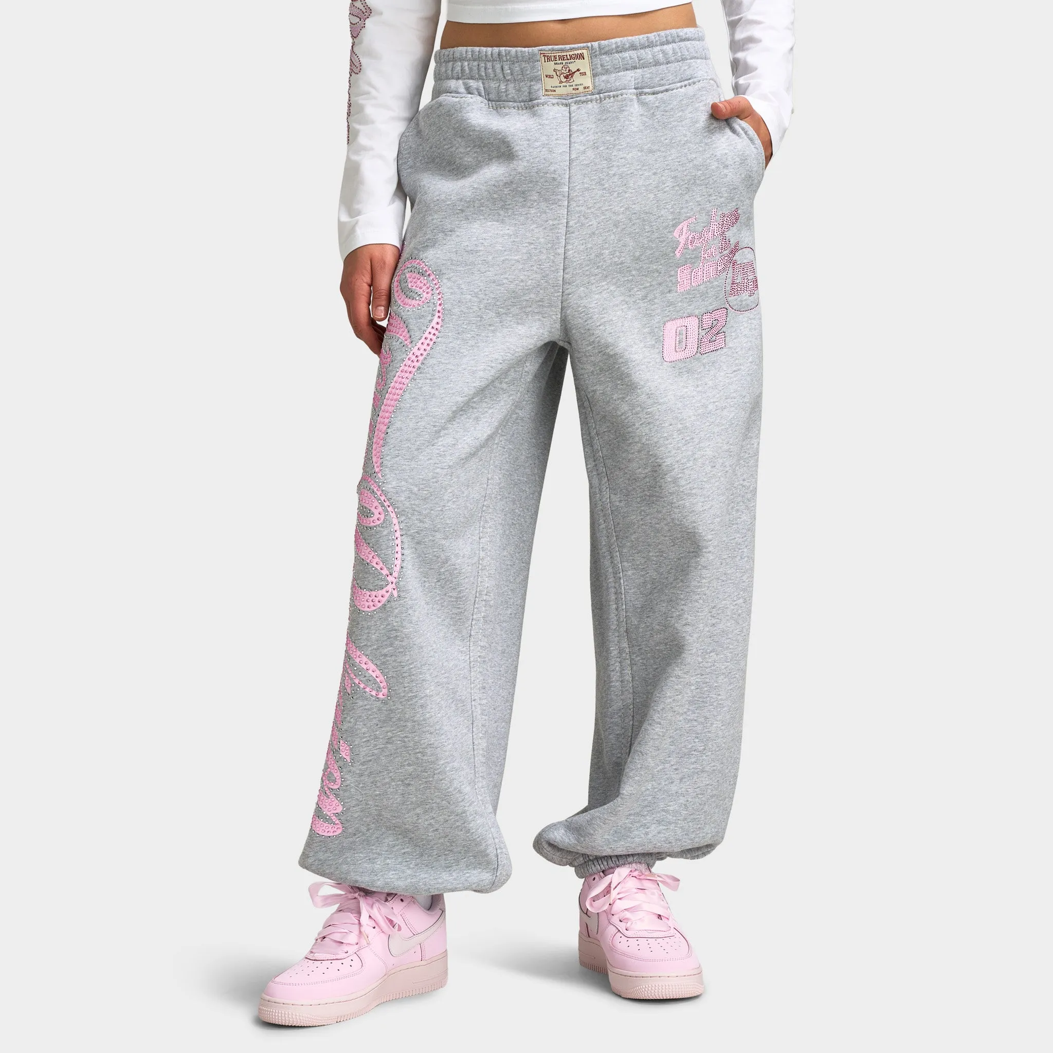 True Religion Big T Crystal Baggy Jogger / Heather Grey sold by JD Sports