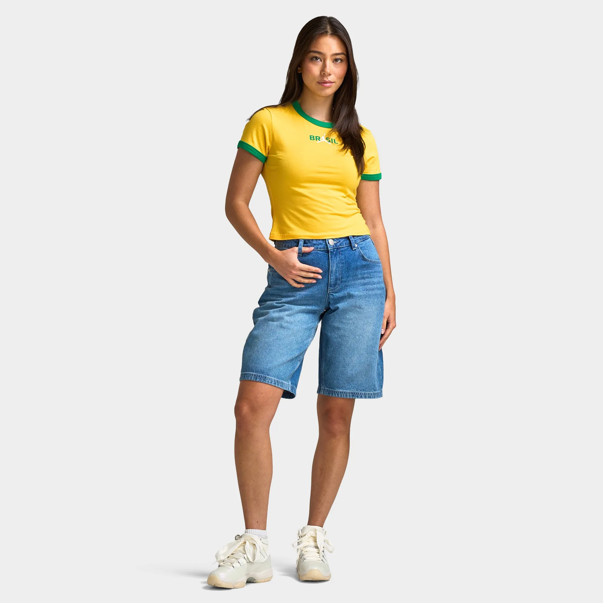 Jordan Women's Graphic Brazil Crew Neck Top Varsity Maize / Lucky Green sold by JD Sports product image thumbnail 5
