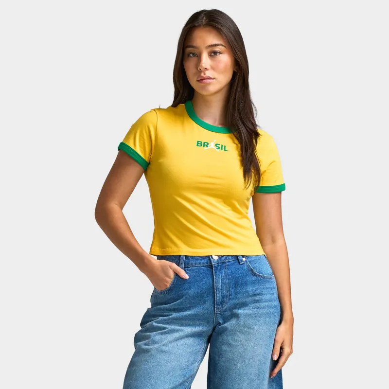 Jordan Women's Graphic Brazil Crew Neck Top Varsity Maize / Lucky Green made by Jordan