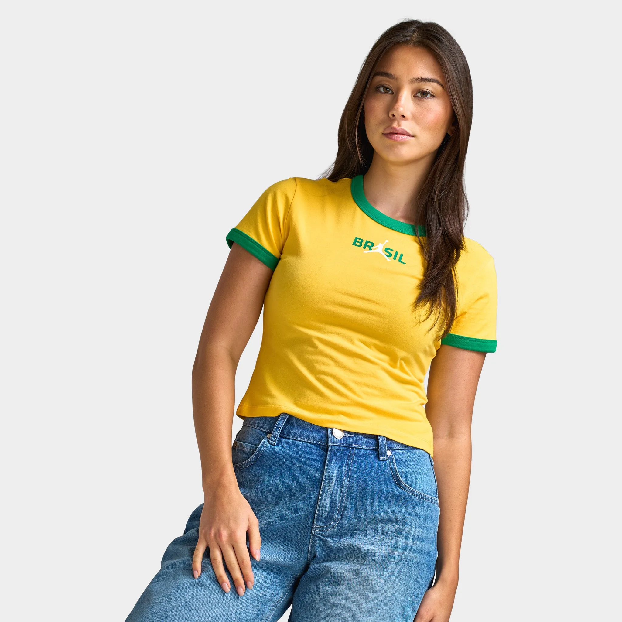 Jordan Women's Graphic Brazil Crew Neck Top Varsity Maize / Lucky Green sold by JD Sports product image thumbnail 4
