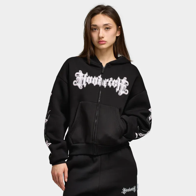 Hoodrich Moxy Mid Length Full-Zip Hoodie Black / Pink made by Hoodrich