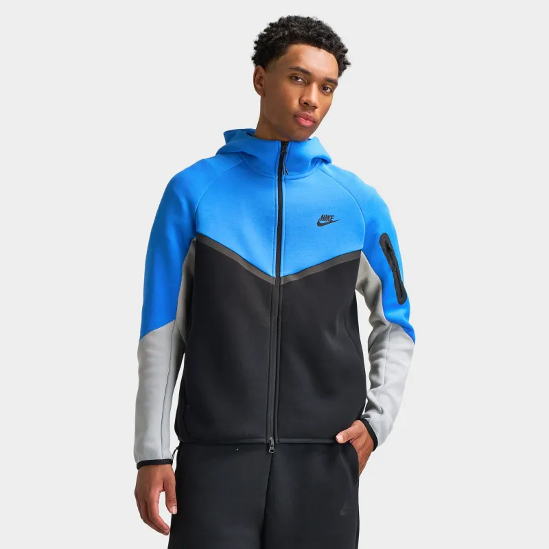 Nike Tech Men's Fleece Windrunner Full-Zip Jacket Blue Crystal / Black - Smoke Grey made by Nike