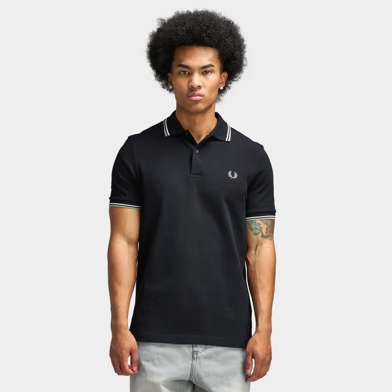 Fred Perry Twin Tipped Shirt Black / White / Seagrass made by Fred Perry