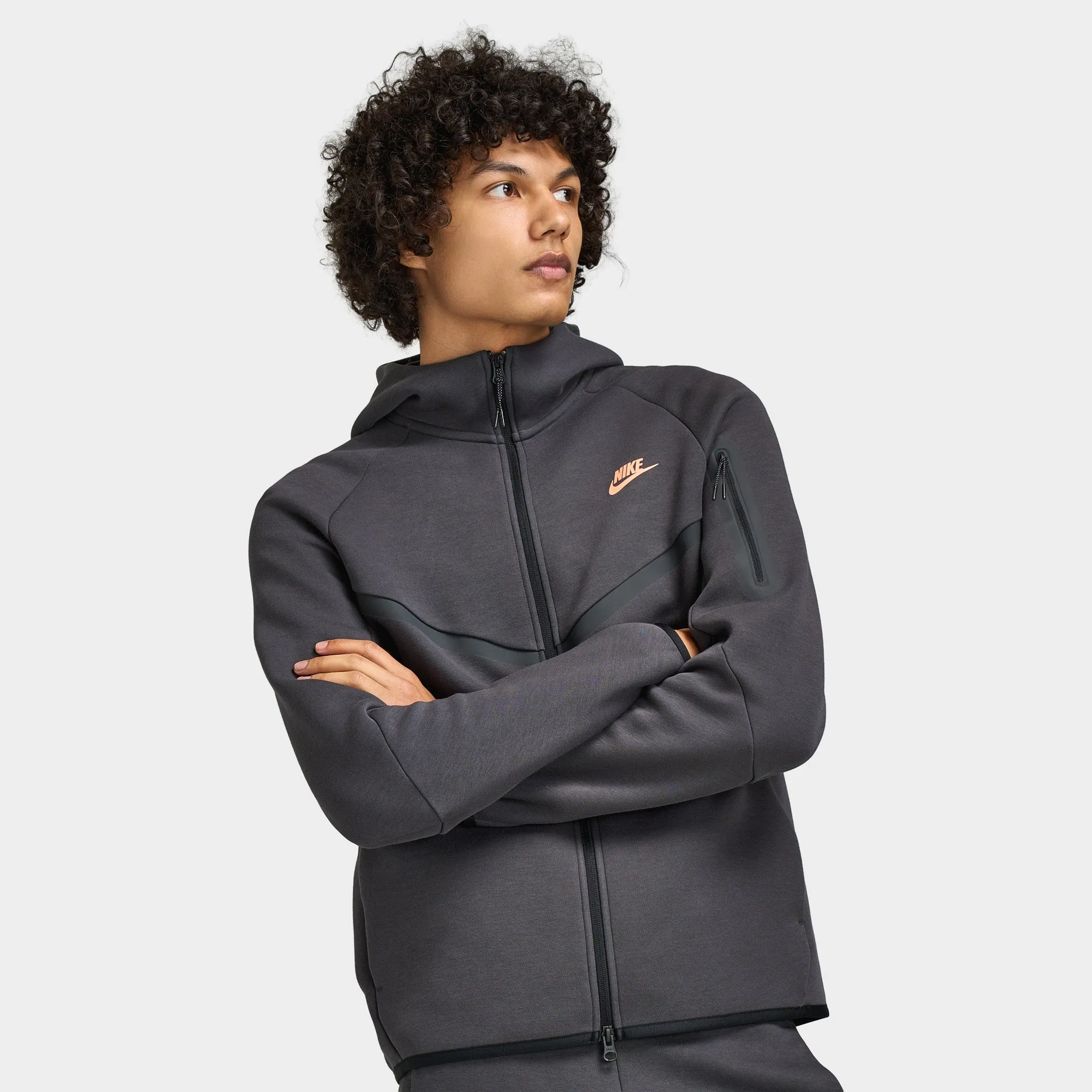 Nike Tech Men's Fleece Windrunner Full-Zip Jacket Anthracite / Orange Frost sold by JD Sports product image thumbnail 4