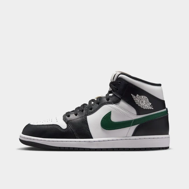 Jordan 1 Mid Black / Summit White - Gorge Green made by Jordan