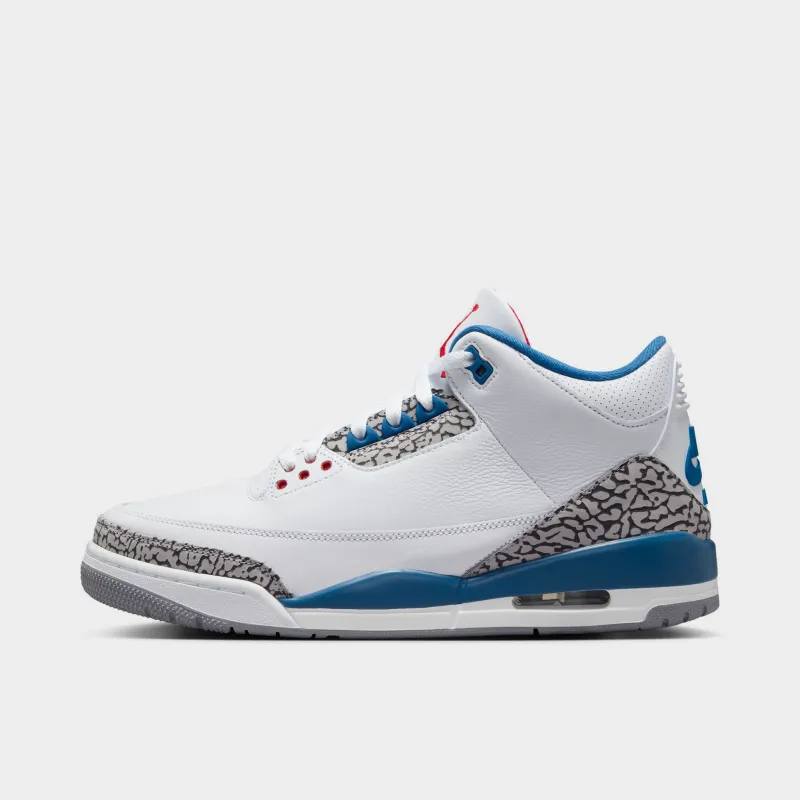 Jordan 3 Retro White / True Blue - Fire Red made by Jordan