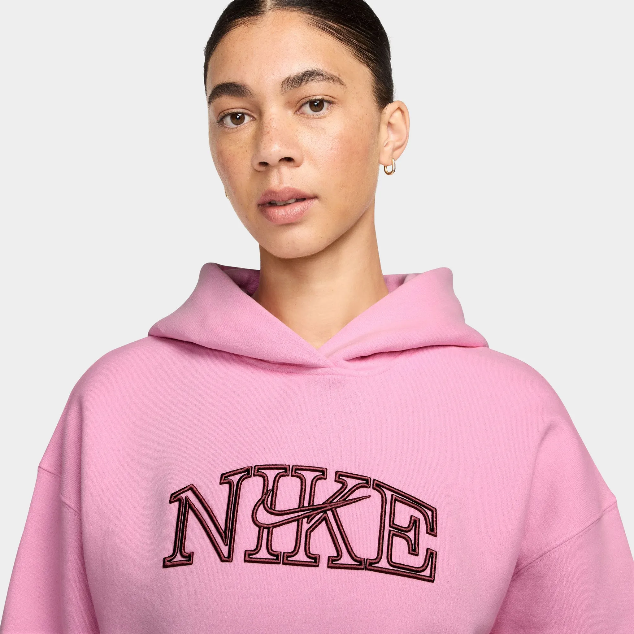 Nike Women's Studio Fleece Oversized Hoodie Pink Rise / Pink Smoke sold by JD Sports product image thumbnail 3