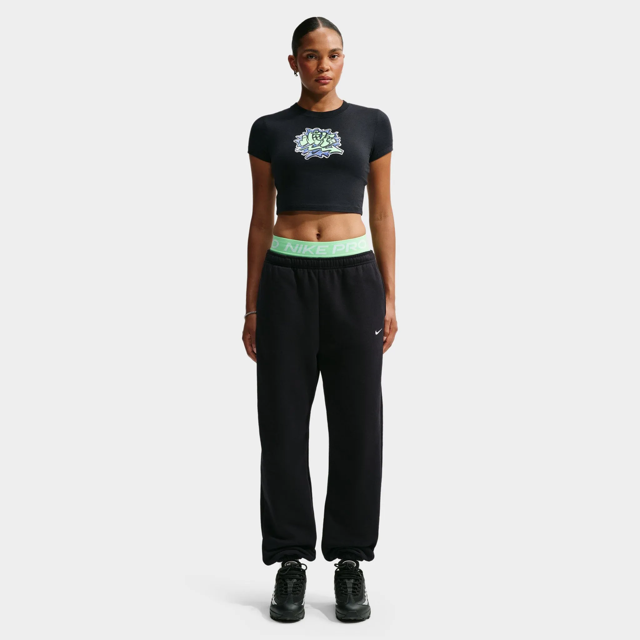 Nike Women's Studio Fleece Pant Black / White sold by JD Sports