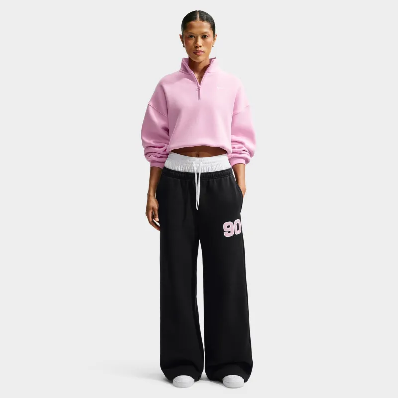 Nike Women's Studio Fleece Mid-Rise Wide Leg Pant / Black made by Nike