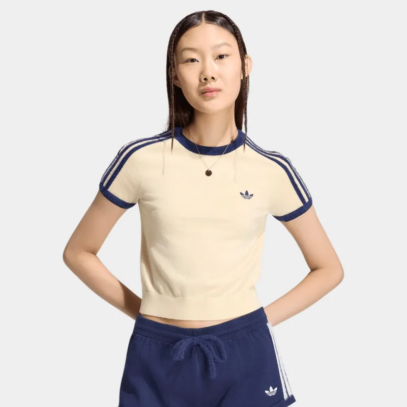 adidas 3 Stripe Knit T-Shirt / White made by Adidas