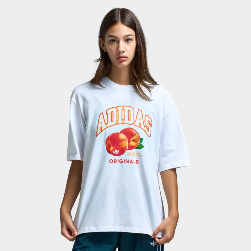 adidas Women's Oversized Peach Graphic T-Shirt / White made by Adidas