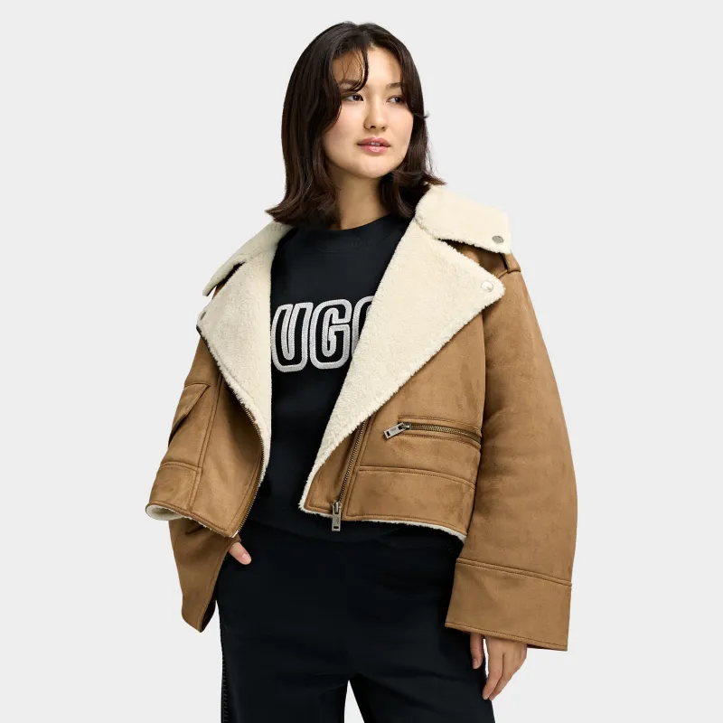 UGG Finnian Luxefluff Moto Jacket / Chestnut made by UGG