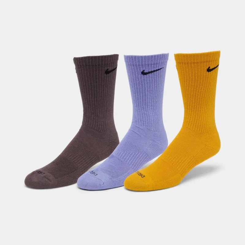 Nike Everyday Plus Cushioned Training Crew Socks (3 Pack) Light Thistle / Yellow Ochre - Ironstone made by JD Sports