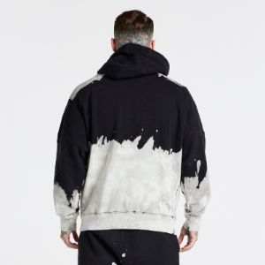 SikSilk x Steve Aoki Oversized Bleach Wash Pullover Hoodie Black / White sold by JD Sports