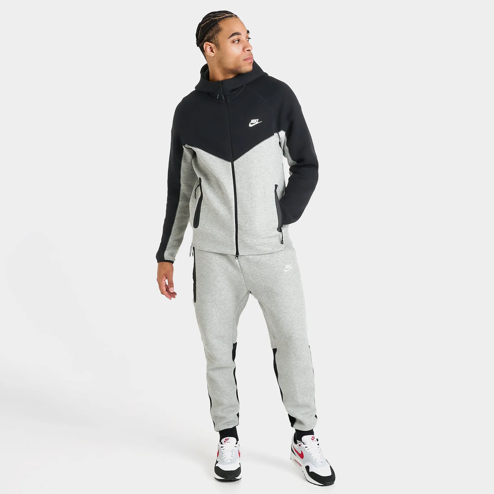 Nike Sportswear Tech Fleece Windrunner Full Zip Hoodie Dark Heather Grey / Black - White sold by JD Sports product image thumbnail 5