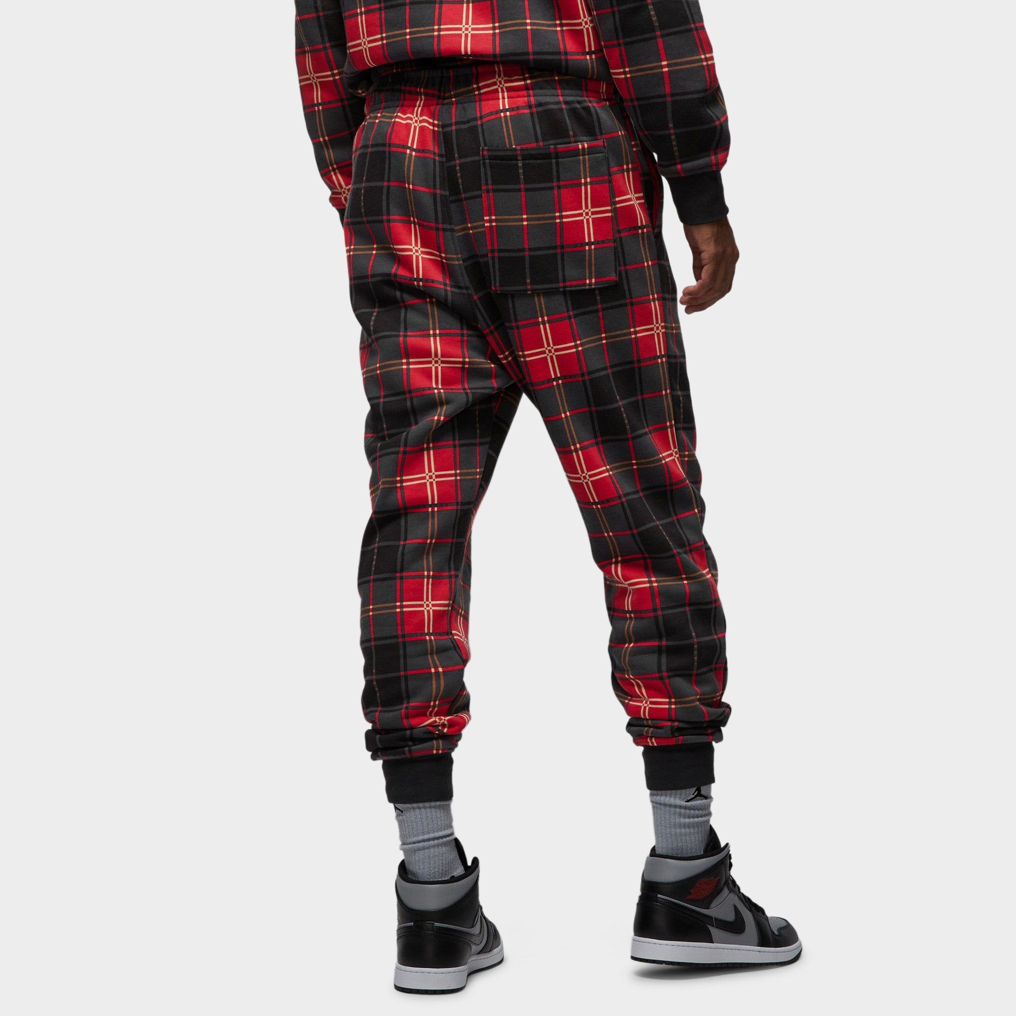 Jordan Essentials Holiday Plaid Fleece Pants Fire Red / Dark Driftwood sold by JD Sports product image thumbnail 2