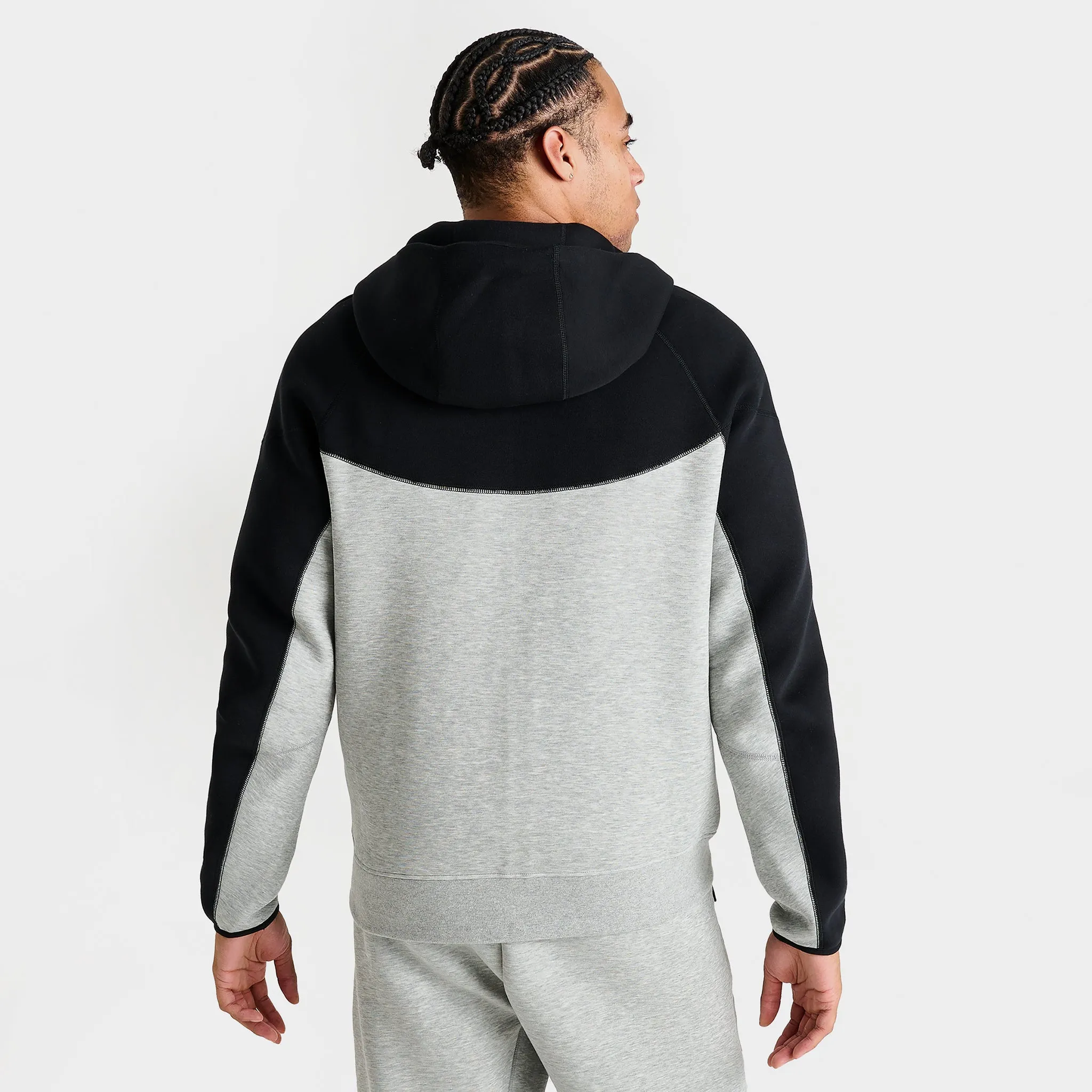 Nike Sportswear Tech Fleece Windrunner Full Zip Hoodie Dark Heather Grey / Black - White sold by JD Sports product image thumbnail 3