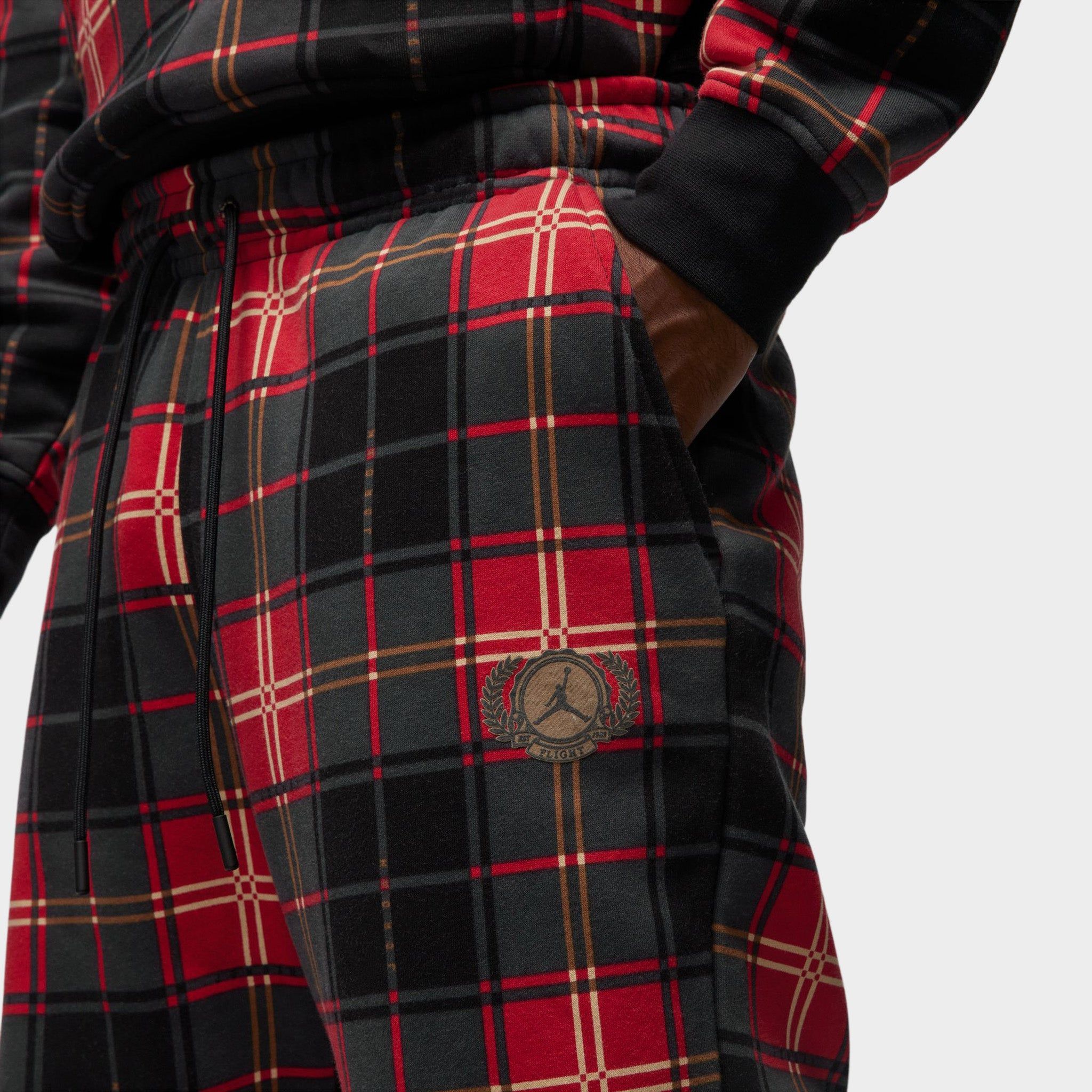 Jordan Essentials Holiday Plaid Fleece Pants Fire Red / Dark Driftwood sold by JD Sports product image thumbnail 3