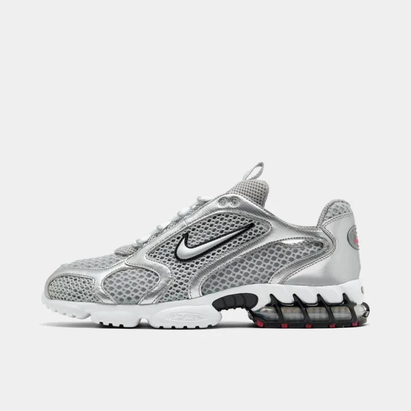 Nike Air Zoom Spiridon Cage 2 TRK3 Light Smoke Grey / Metallic Silver - Cardinal Red sold by JD Sports