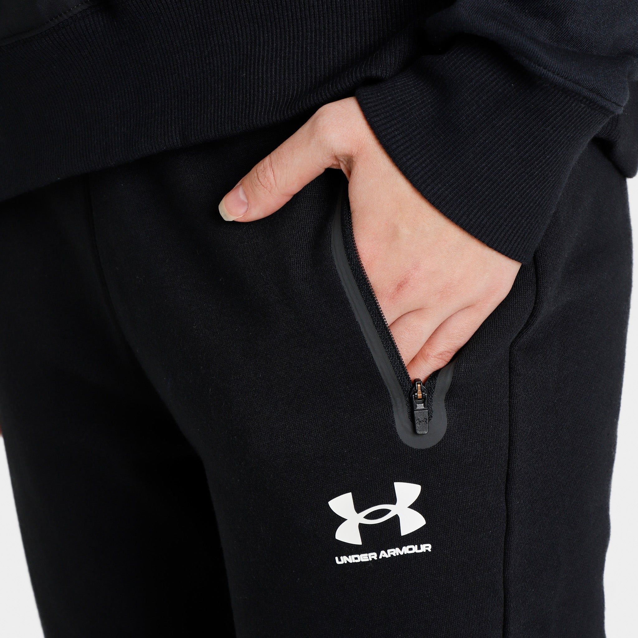 Under Armour Women’s Rival Fleece Track Pants Black / White sold by JD Sports product image thumbnail 5
