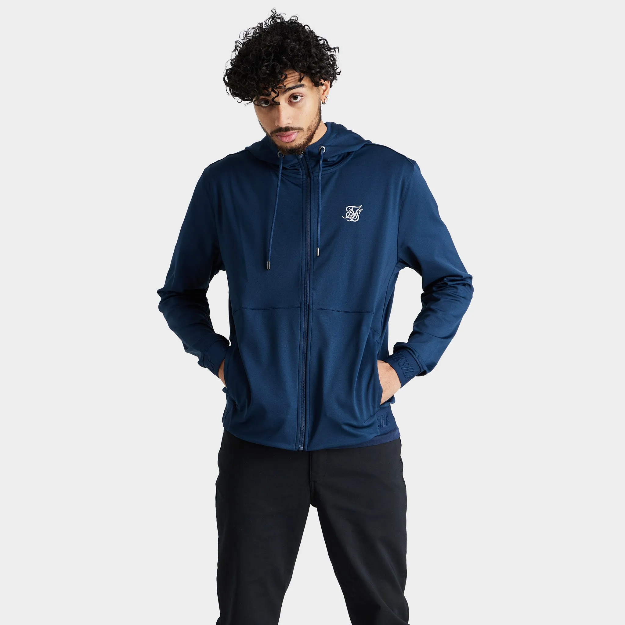 SikSilk Agility Zip Through Pullover Hoodie / Navy sold by JD Sports