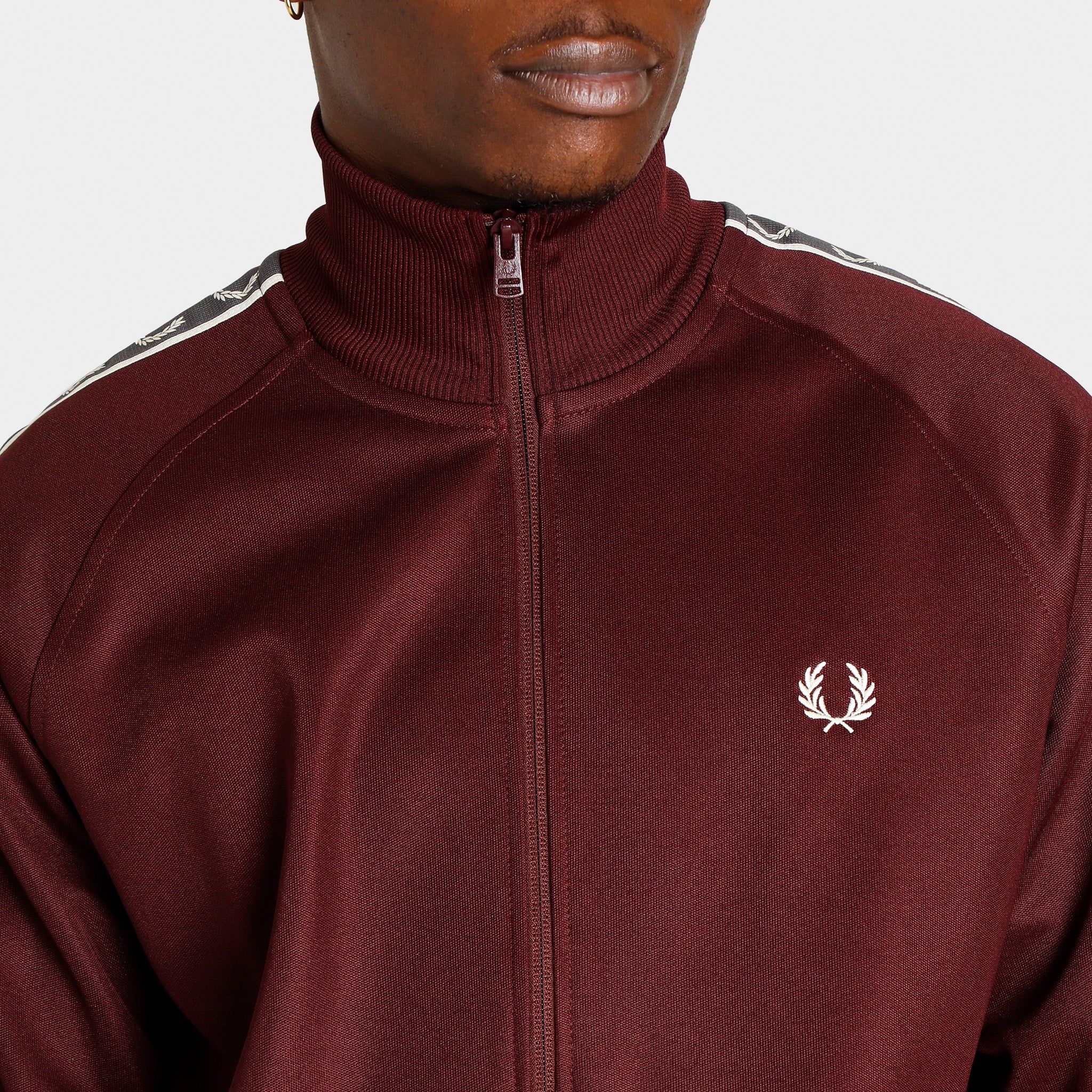 Fred Perry Contrast Tape Track Jacket Oxblood / Gunmetal sold by JD Sports product image thumbnail 4