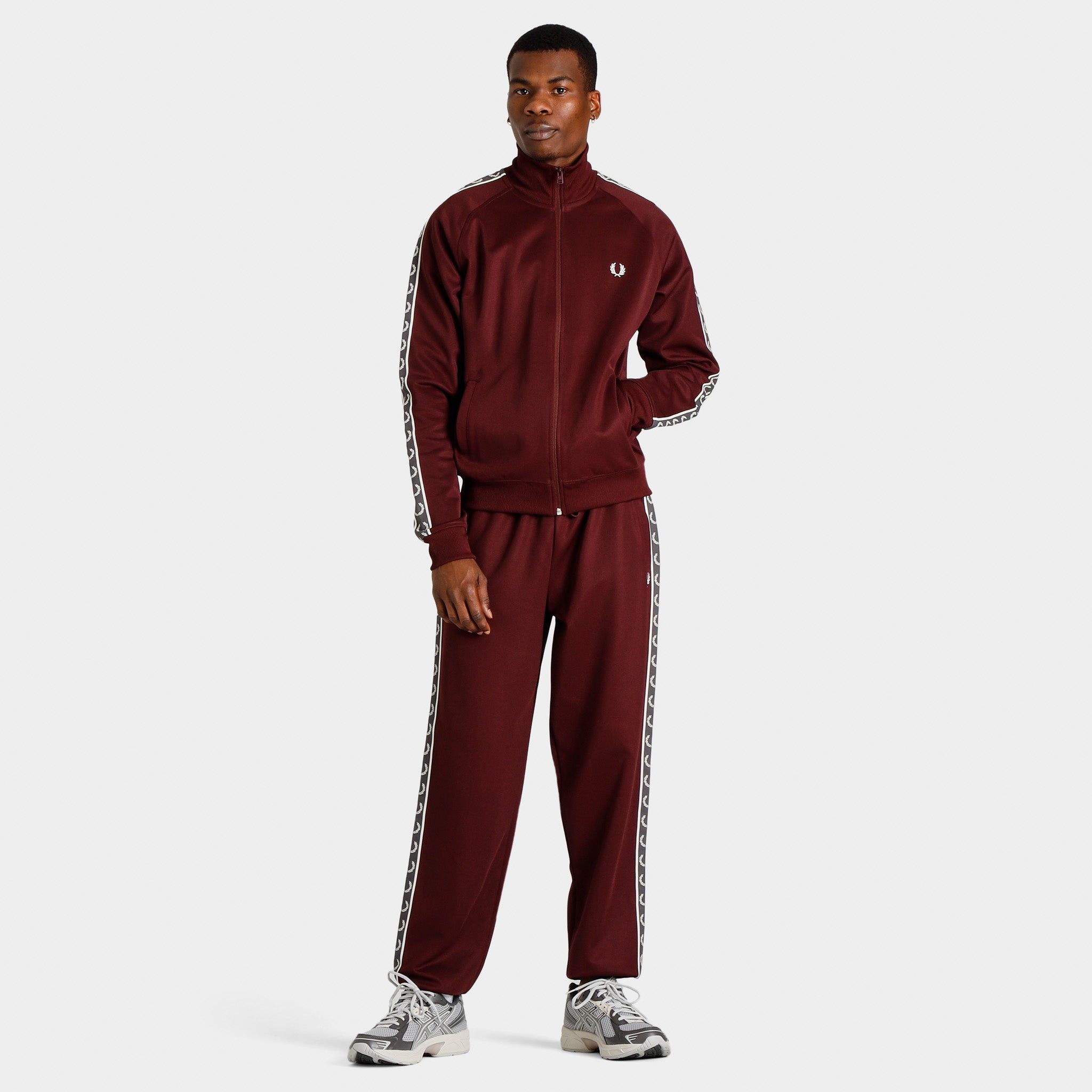 Fred Perry Contrast Tape Track Jacket Oxblood / Gunmetal sold by JD Sports product image thumbnail 5