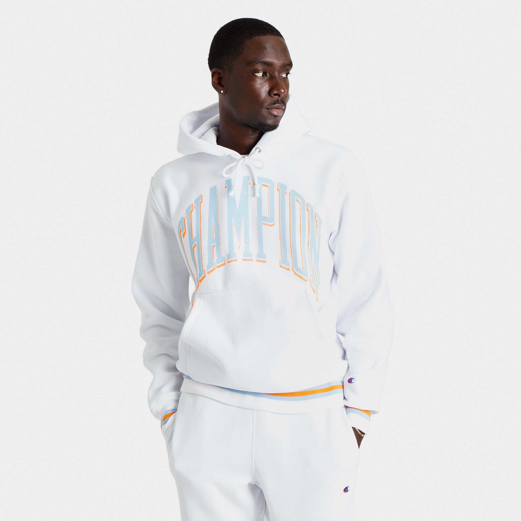Champion Premium Reverse Weave Pullover Hoodie / White sold by JD Sports