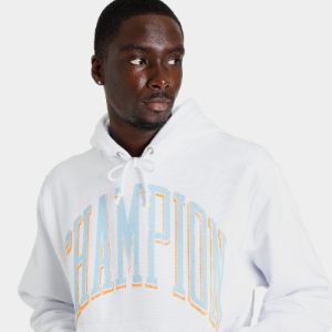 Champion Premium Reverse Weave Pullover Hoodie / White sold by JD Sports
