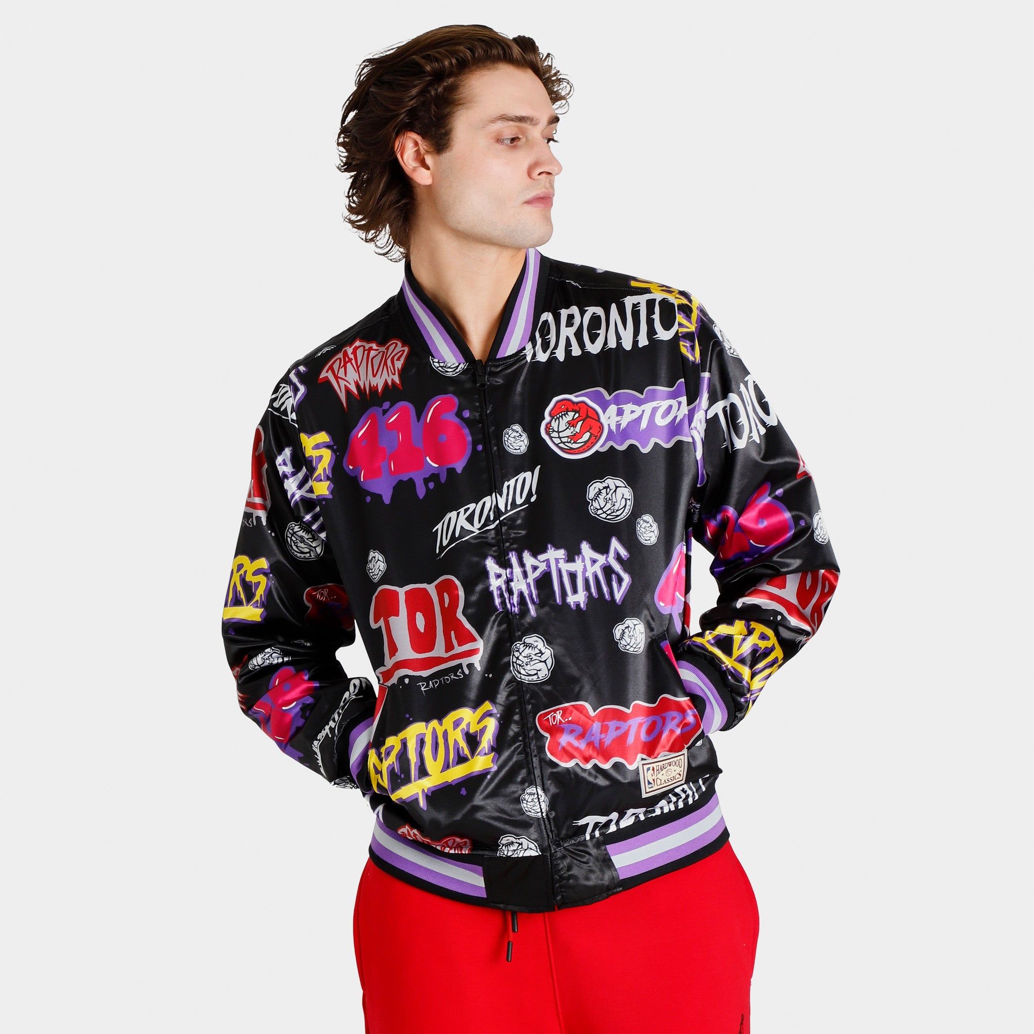 Mitchell & Ness Toronto Raptors Slap Sticker Reversible Jacket Black / Purple - Multi sold by JD Sports product image thumbnail 3