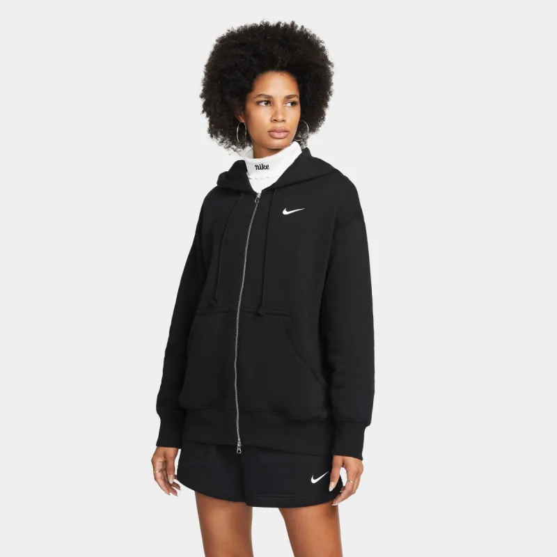 Nike Sportswear Women's Phoenix Fleece Oversized Full Zip Hoodie Black / Sail sold by JD Sports