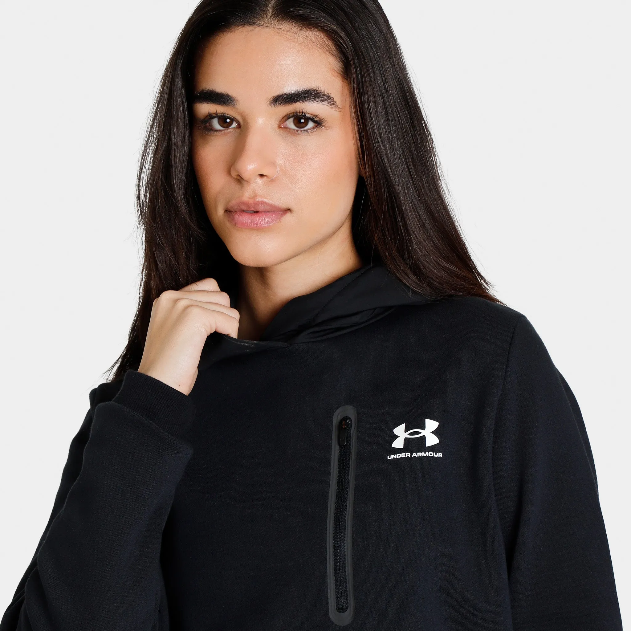 Under Armour Women’s Rival Fleece Pullover Hoodie Black / White sold by JD Sports product image thumbnail 2