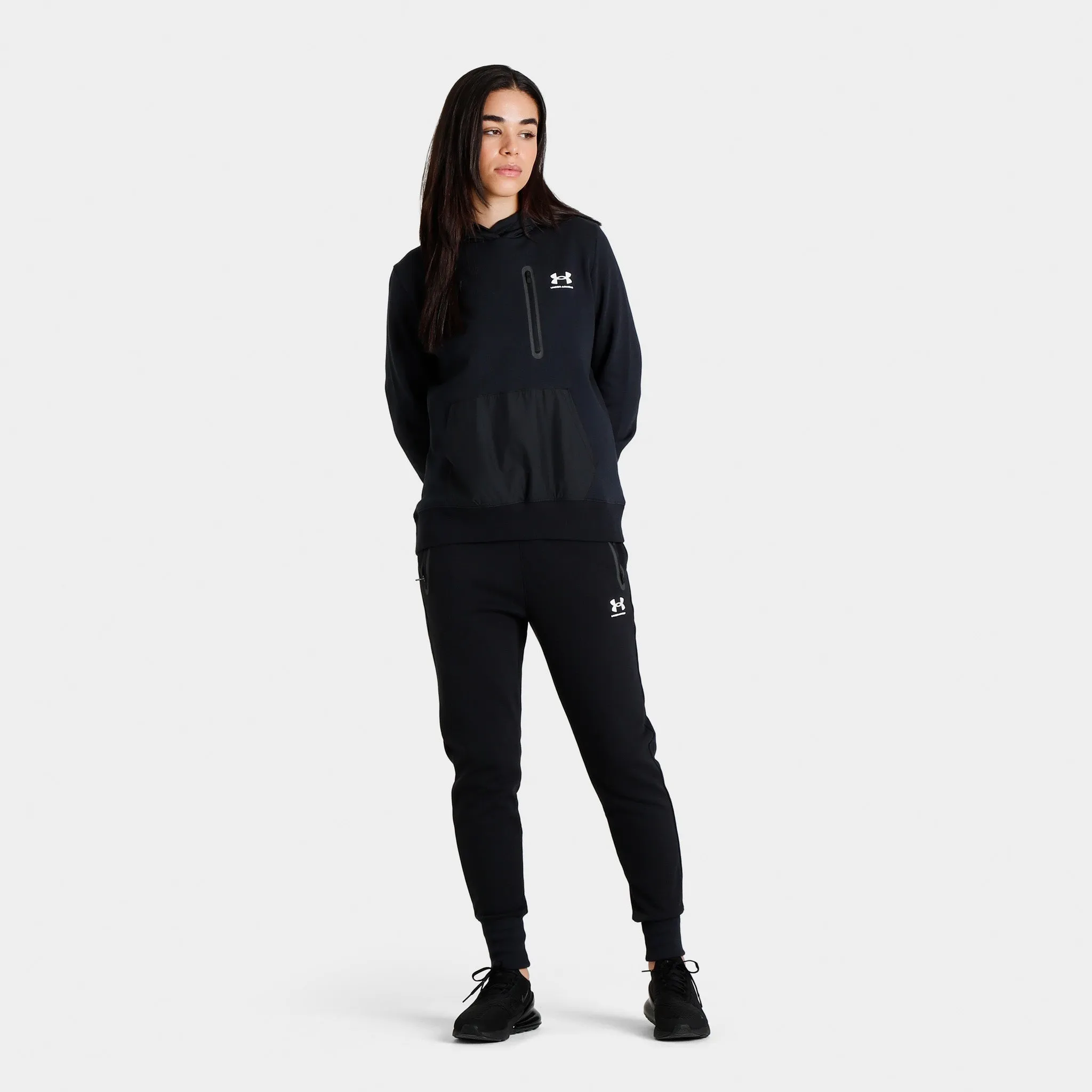 Under Armour Women’s Rival Fleece Pullover Hoodie Black / White sold by JD Sports product image thumbnail 3
