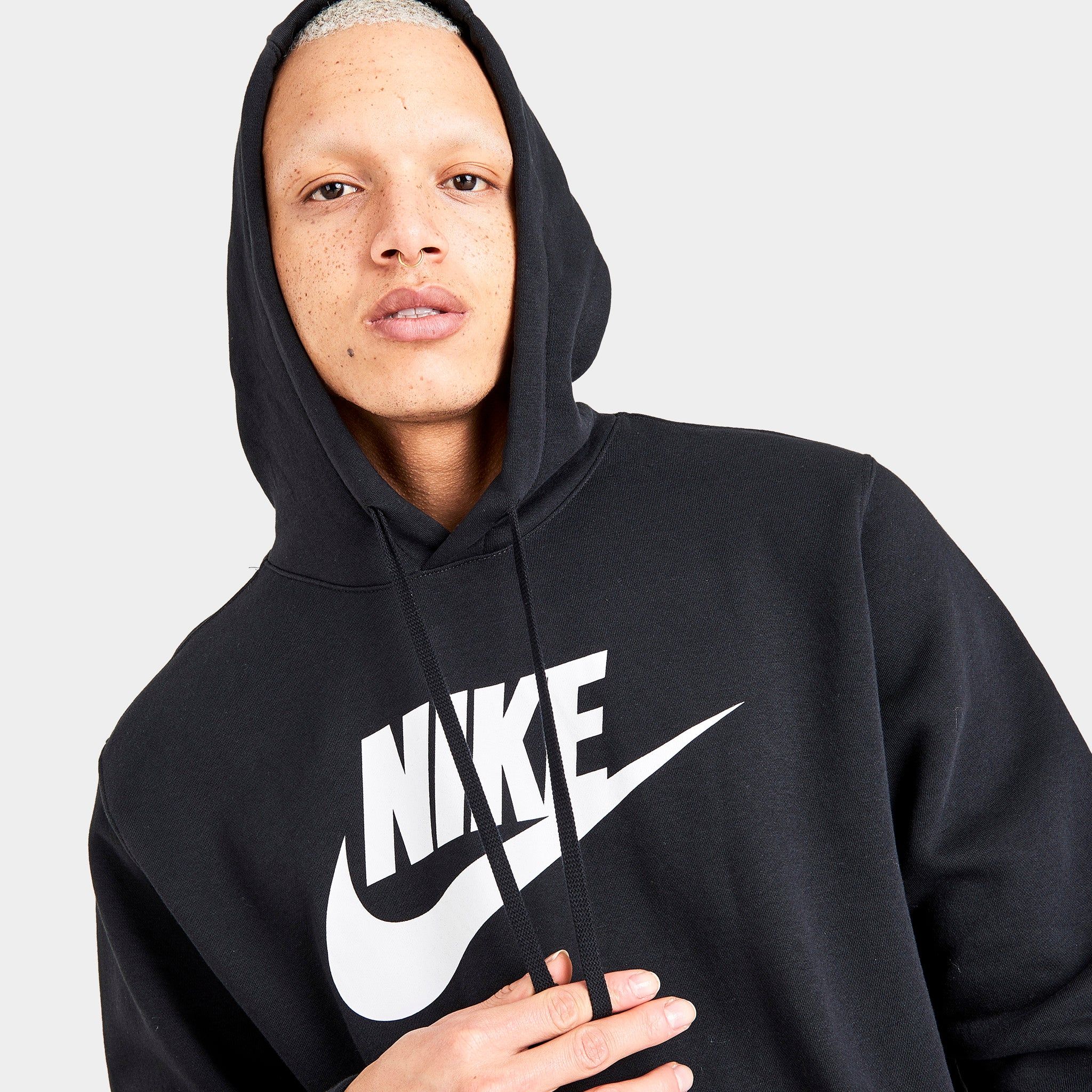 Nike Sportswear Club Fleece Pullover Hoodie Black / Black - White sold by JD Sports product image thumbnail 2