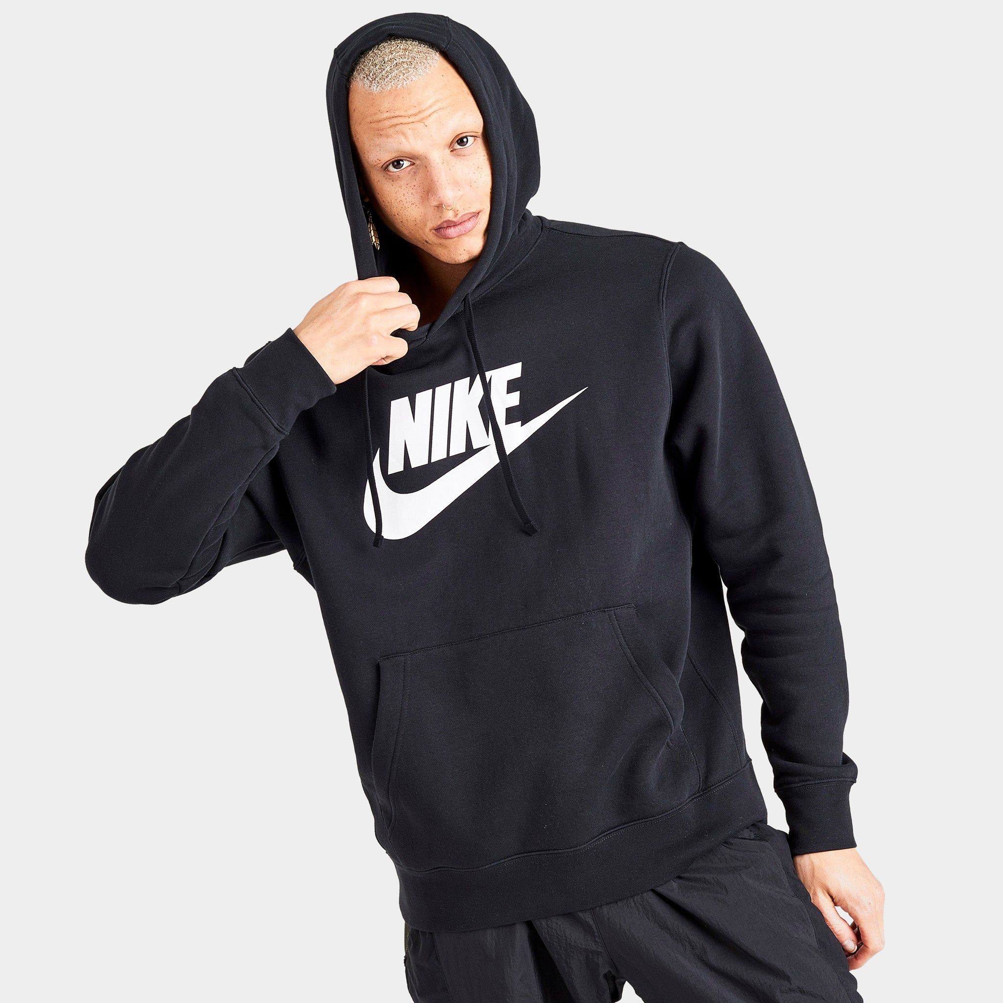Nike Sportswear Club Fleece Pullover Hoodie Black / Black - White sold by JD Sports