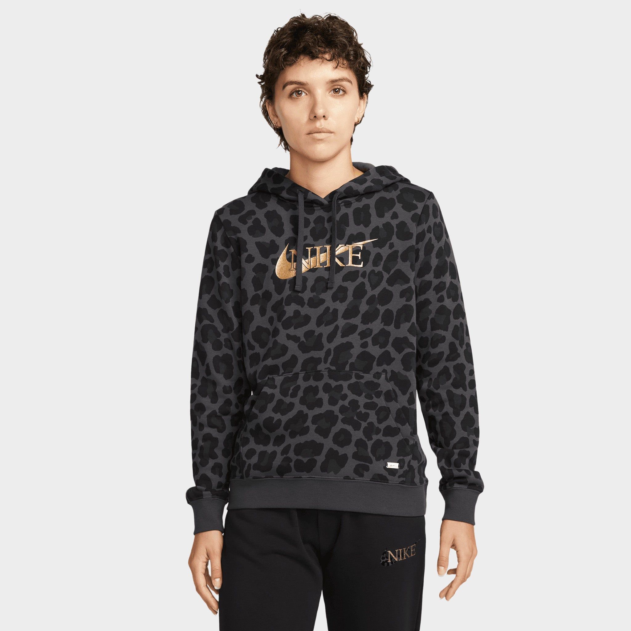 Nike Women's Sportswear Club Fleece Leopard Pullover Hoodie / Dark Smoke Grey sold by JD Sports