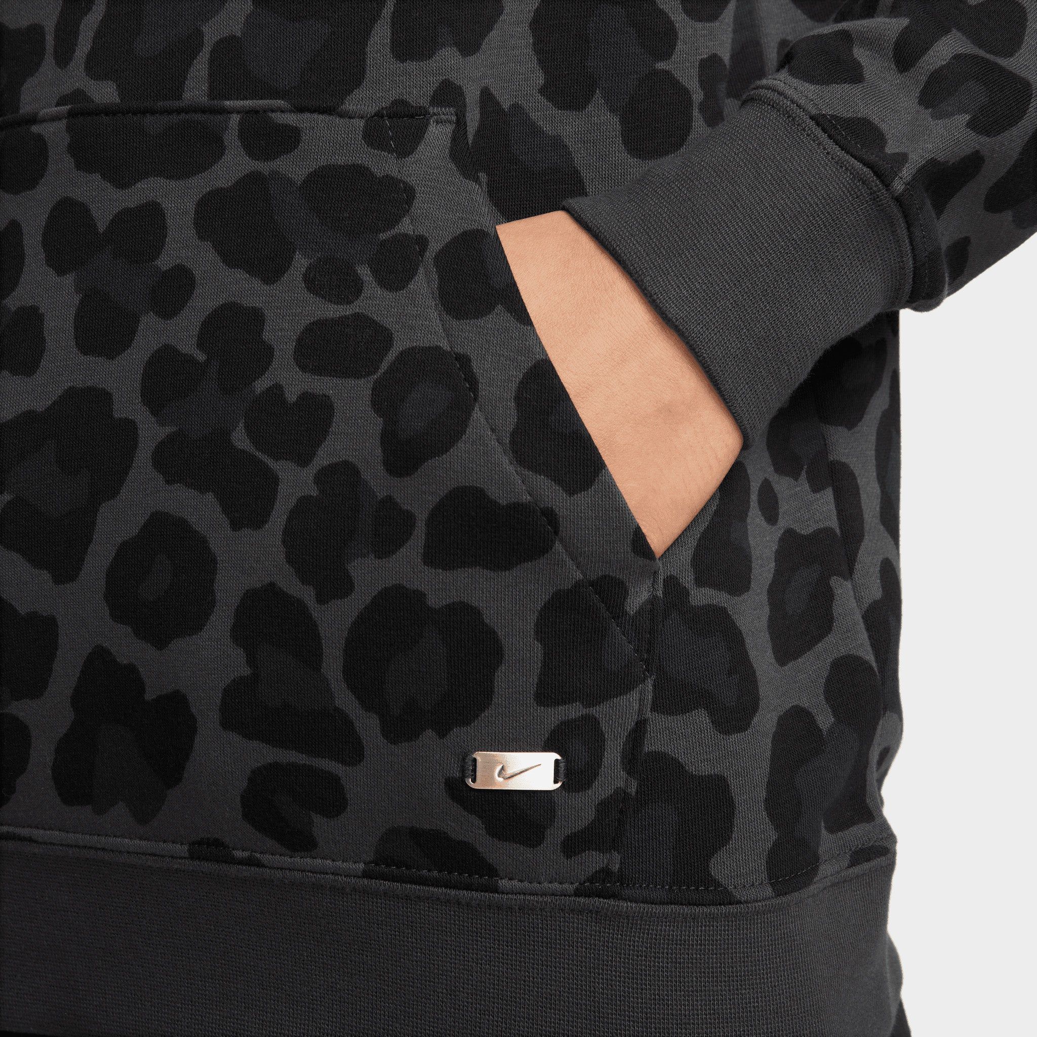 Nike Women's Sportswear Club Fleece Leopard Pullover Hoodie / Dark Smoke Grey sold by JD Sports product image thumbnail 4