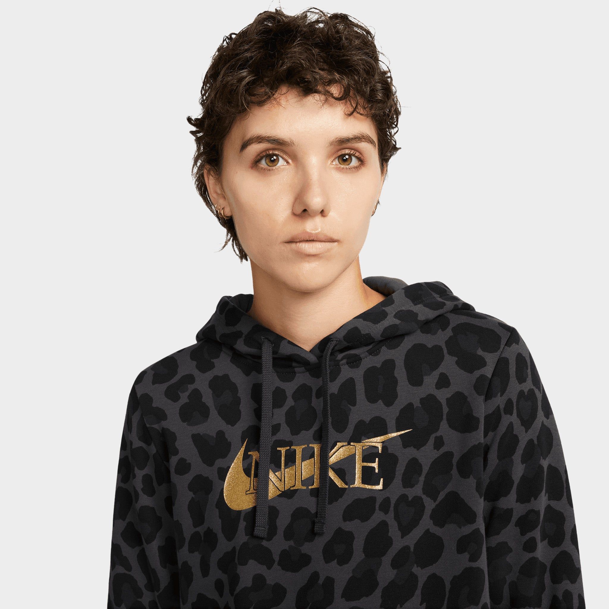 Nike Women's Sportswear Club Fleece Leopard Pullover Hoodie / Dark Smoke Grey sold by JD Sports product image thumbnail 3