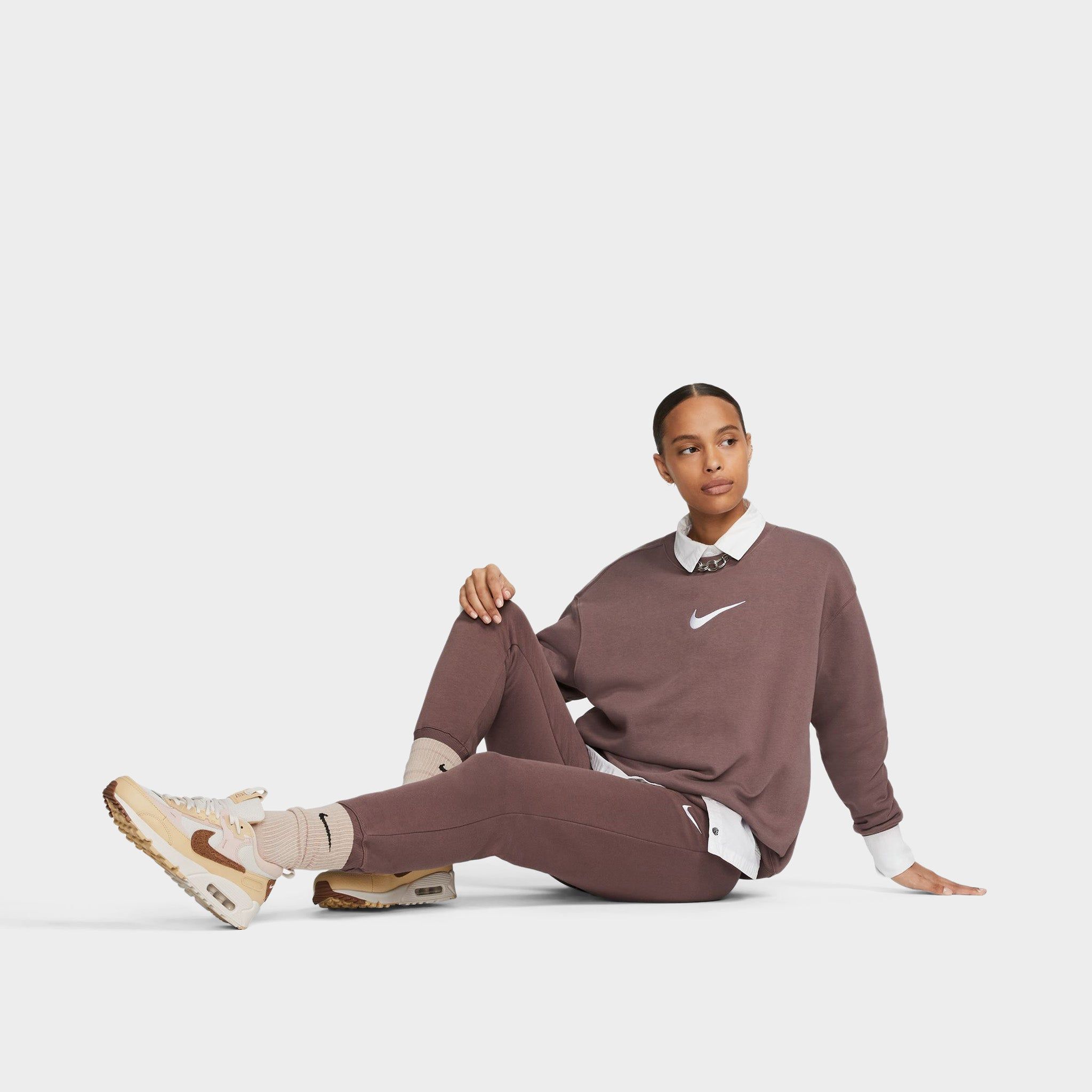 Nike Sportswear Women's Oversized Fleece Sweatshirt Plum Eclipse / White sold by JD Sports product image thumbnail 5