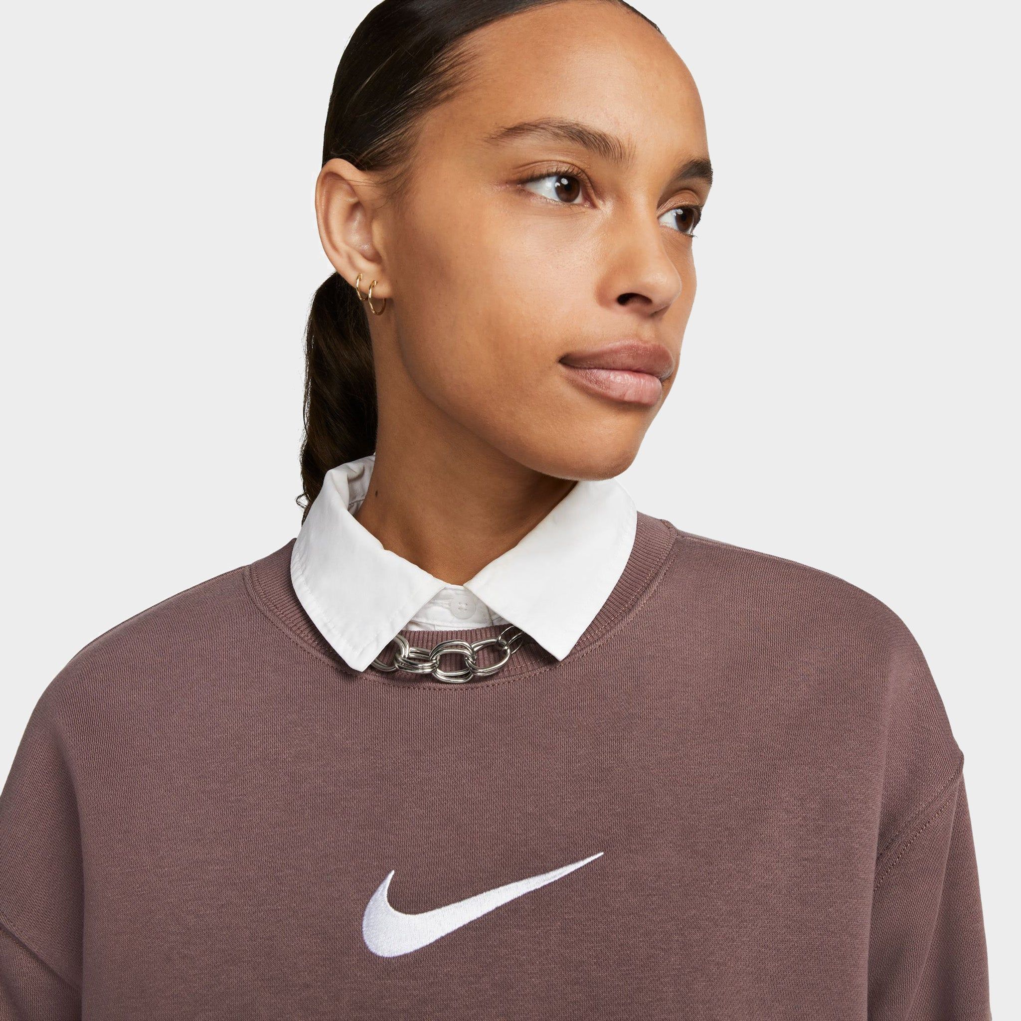 Nike Sportswear Women's Oversized Fleece Sweatshirt Plum Eclipse / White sold by JD Sports product image thumbnail 3