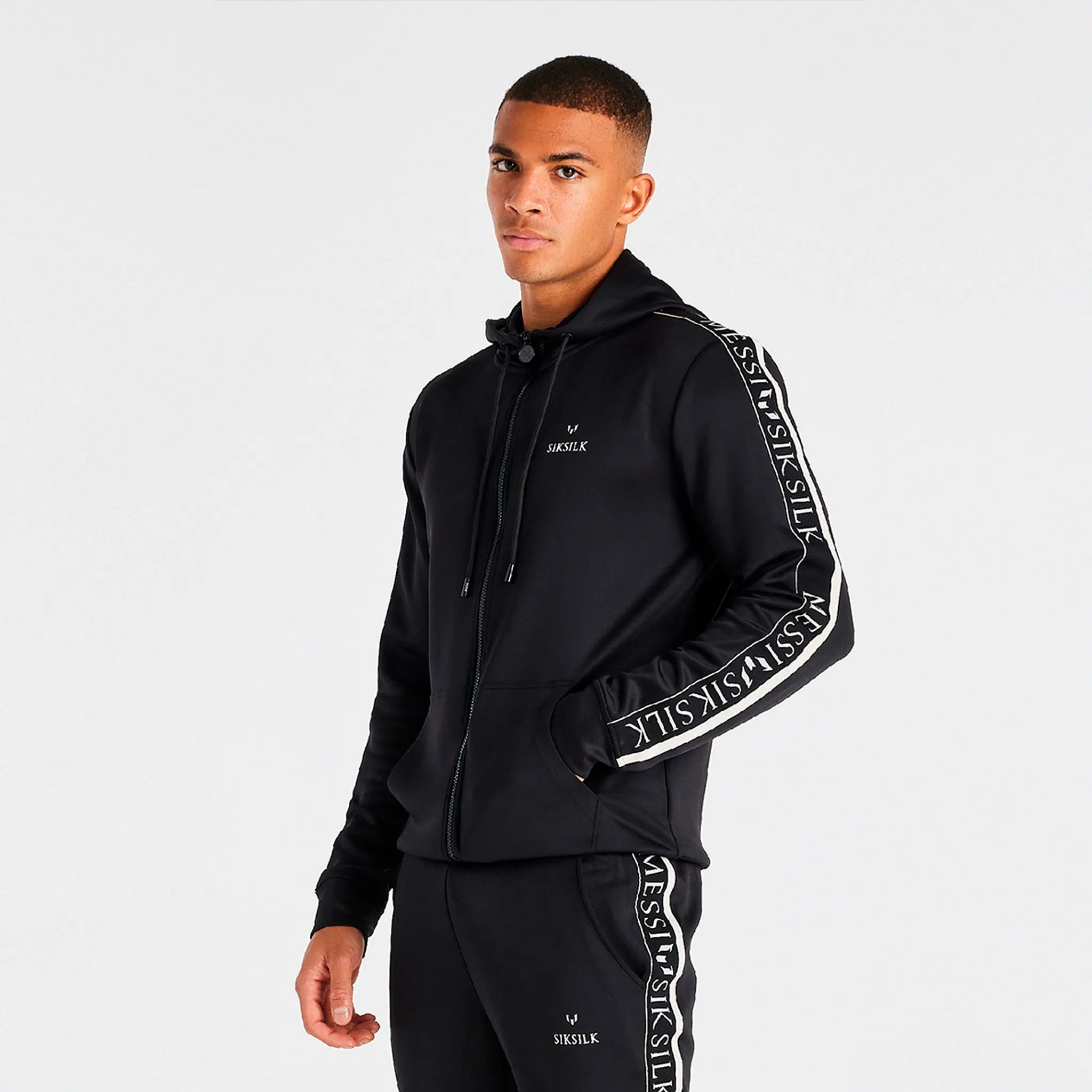 SikSilk x Messi Taped Full Zip Hoodie / Black sold by JD Sports product image thumbnail 3