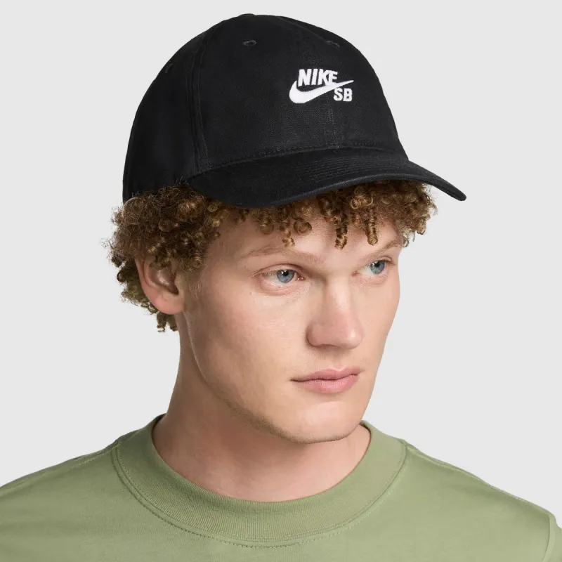 Nike SB Unstructured Flat Bill Cap Black / White sold by JD Sports